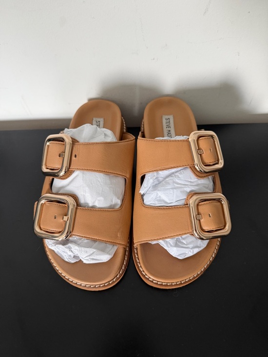 Steve Madden Cape Cognac Leather Sandals - Picture 2 of 5